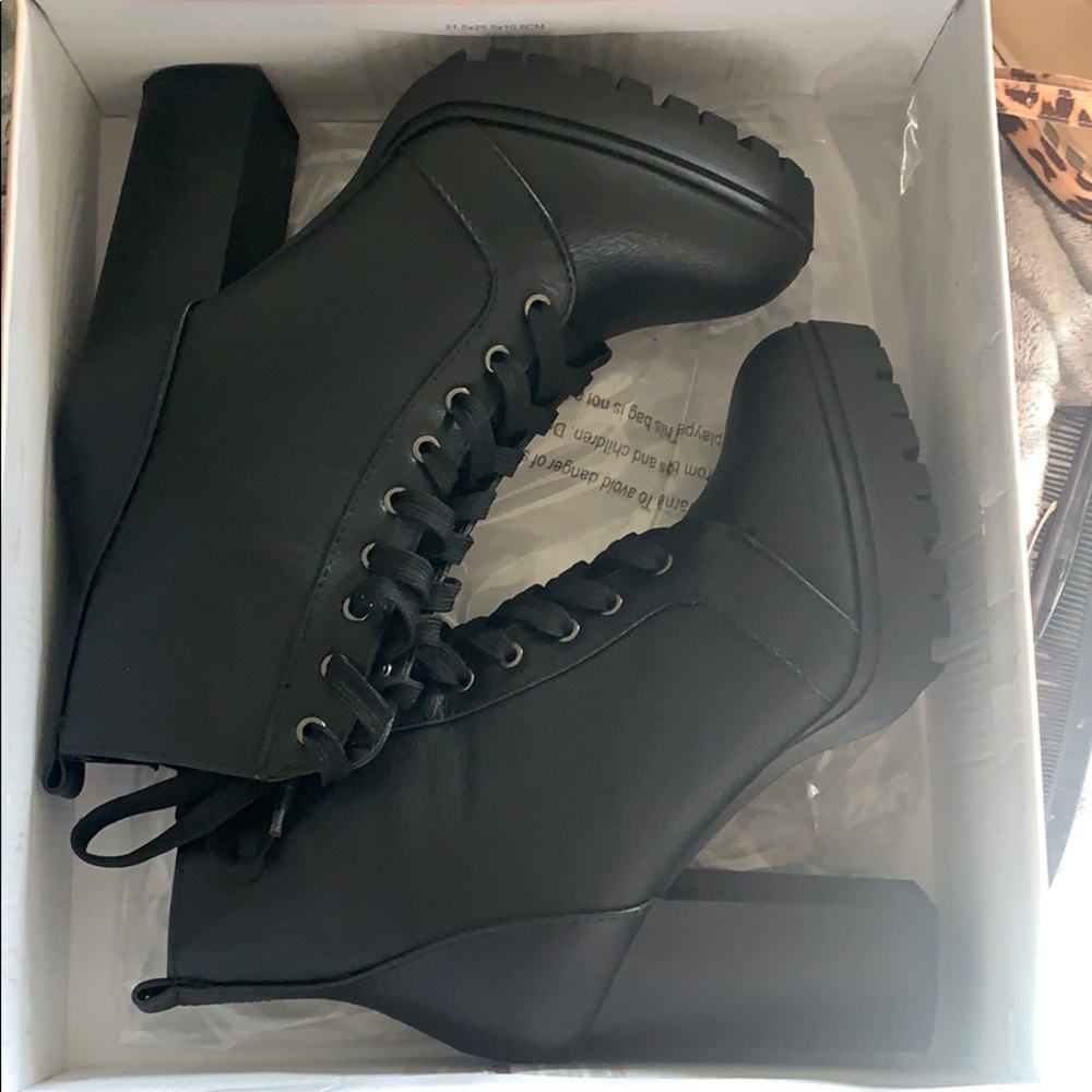 Combat heel boots